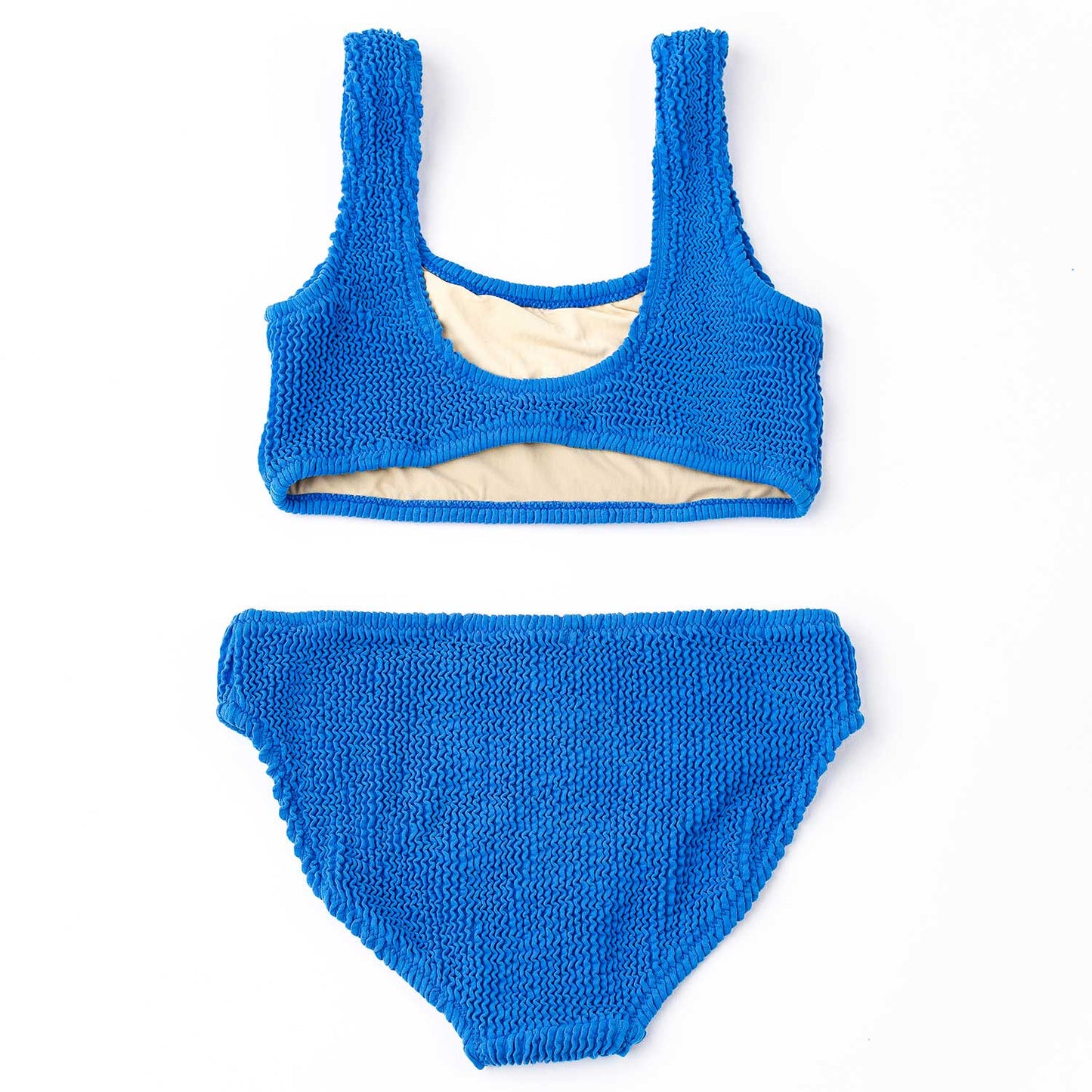Cobalt Blue Girls Crinkle Two Piece Swim Set