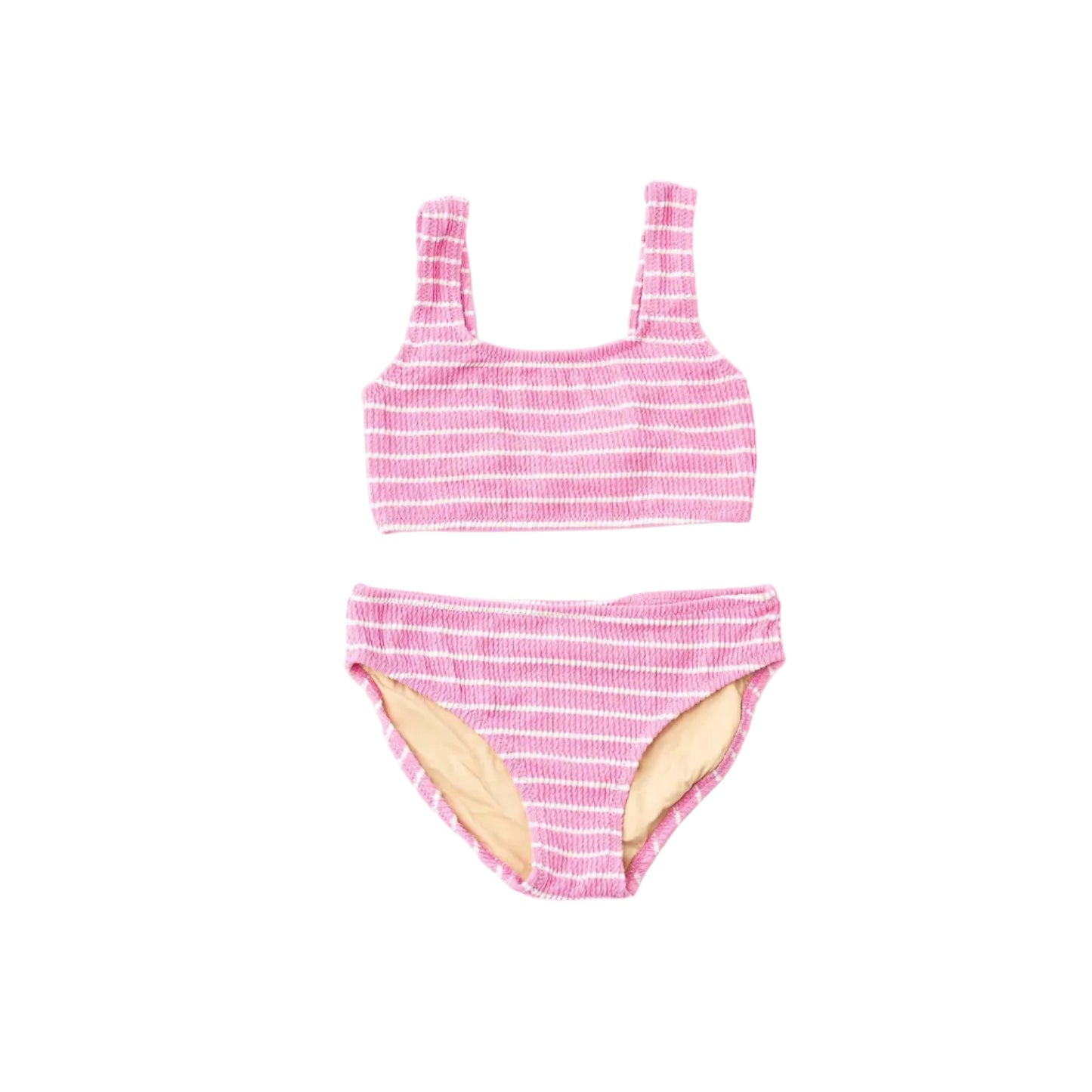 Pink Stripe Girls Crinkle Two Piece Swim Set