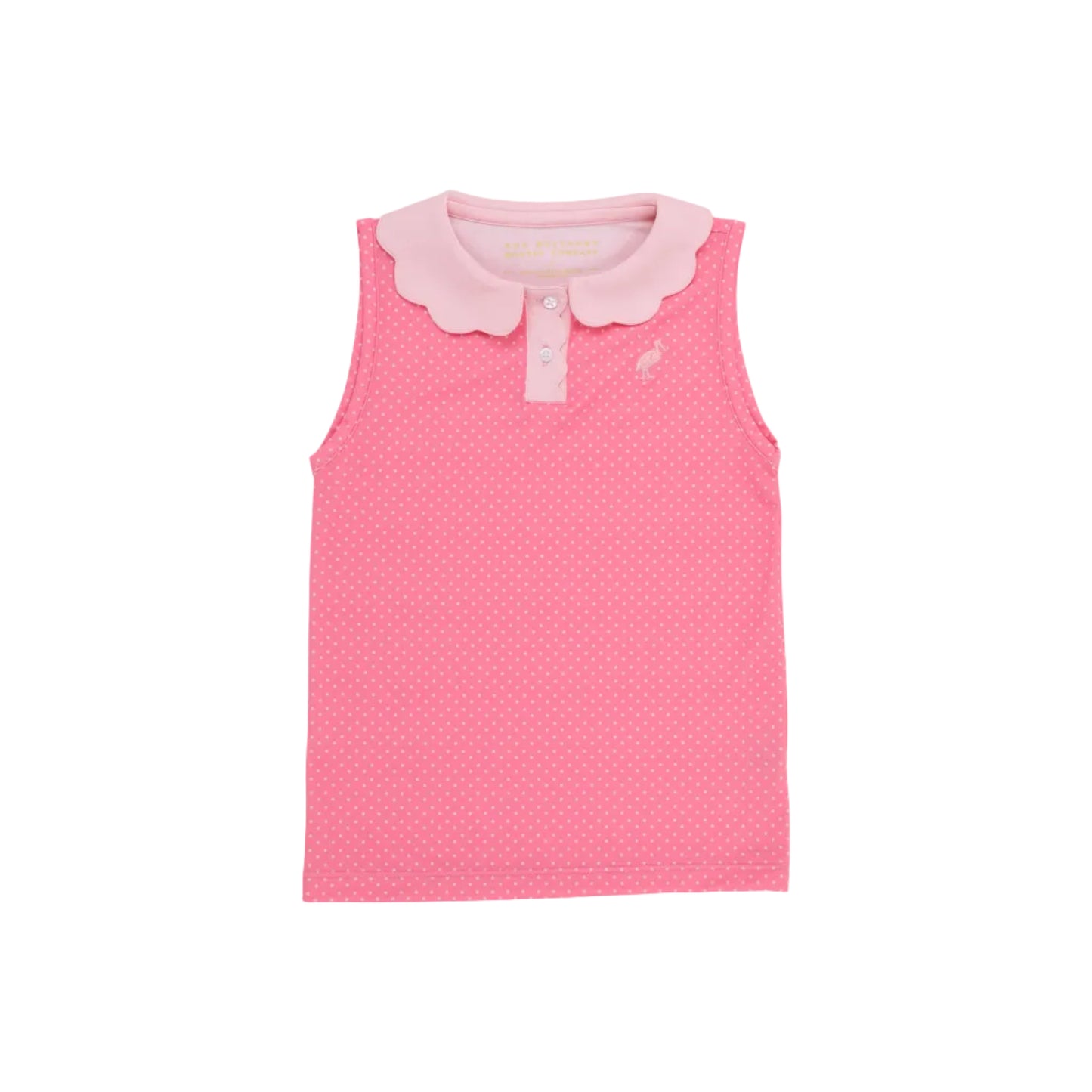 Prepletic Sleeveless Preppy Polo, Romany Rose Microdot/Sandpearl Pink