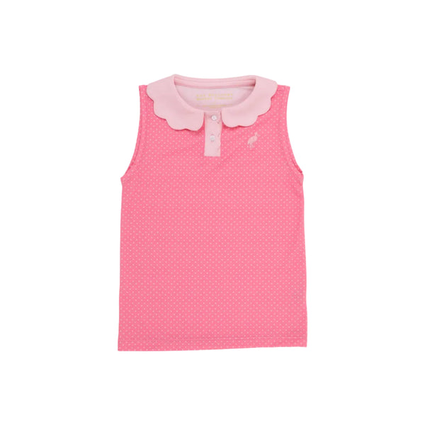 Prepletic Sleeveless Preppy Polo, Romany Rose Microdot/Sandpearl Pink