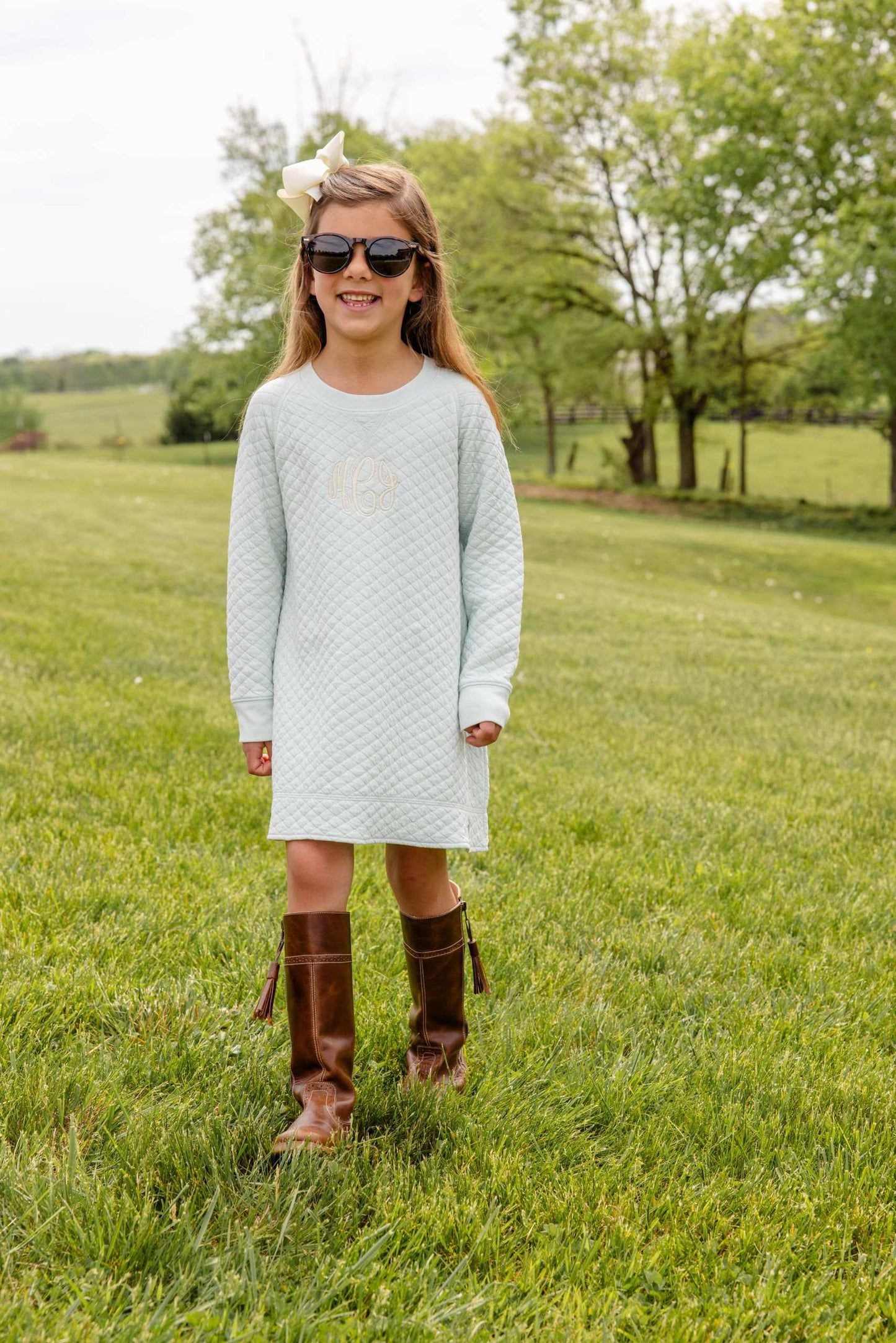 Cassidy Comfy Crewneck Dress - Quilted- Old Greenwich Green