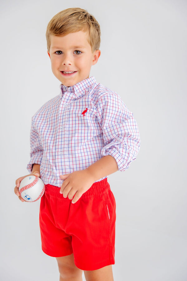 Dean's List Dress Shirt-Rolled Sleeves, Lake Powell Plaid/Richmond Red