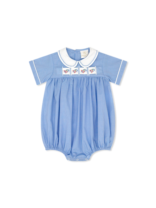 Noah Ribbon Bubble- River Royal Mini gingham