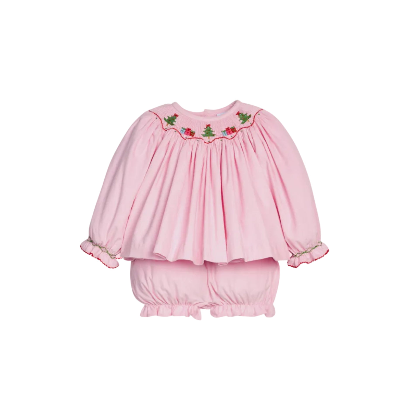 Smocked Bishop Bloomer Set- Holly Days
