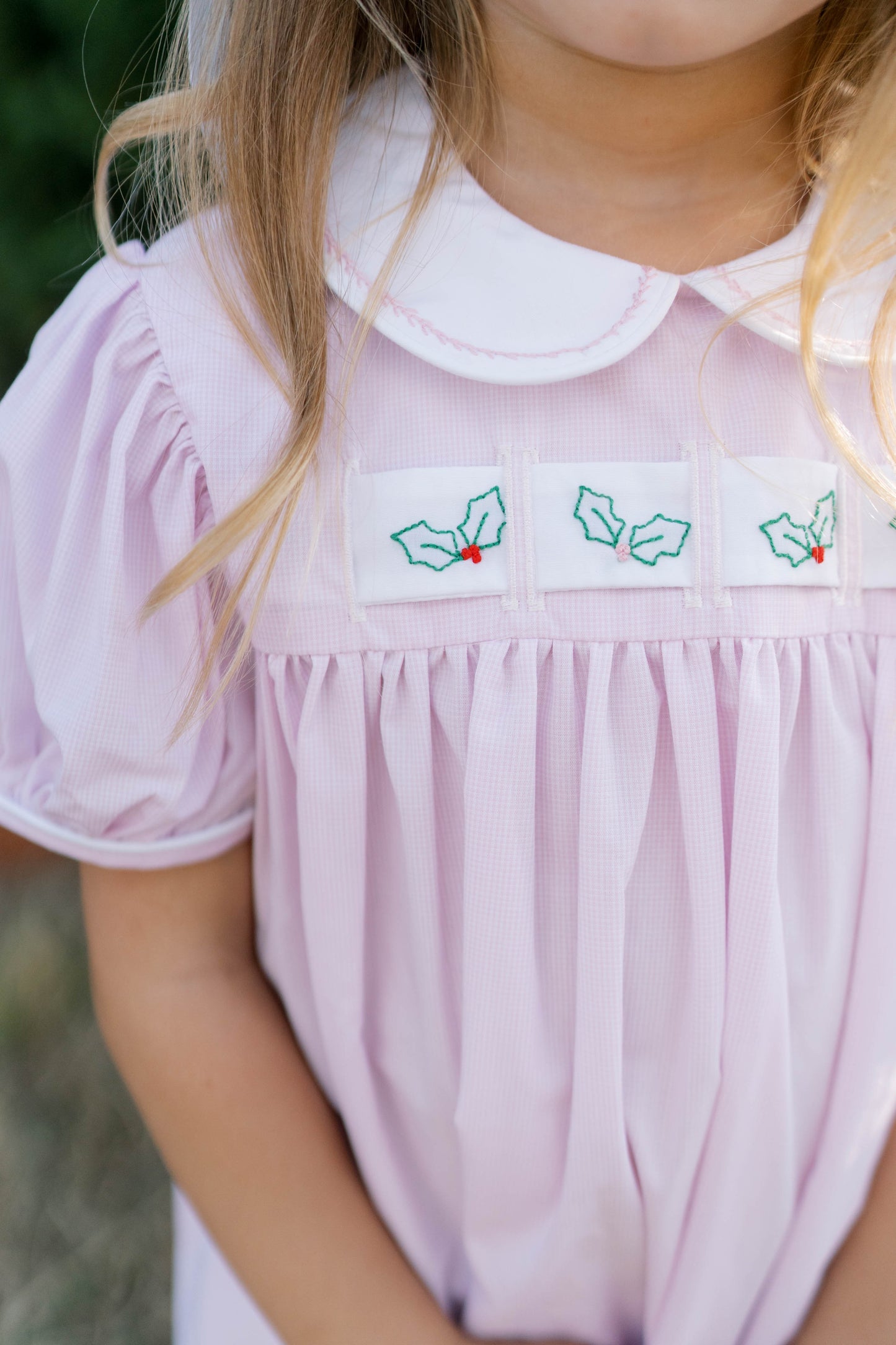 Ruth Ribbon Dress, Baby Pink Mini Gingham