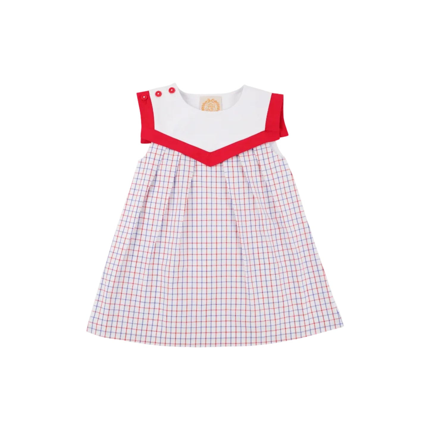 Sarah Sailboat Dress-Woven Dyed Yarn, Lake Powell Plaid/Worth Ave White