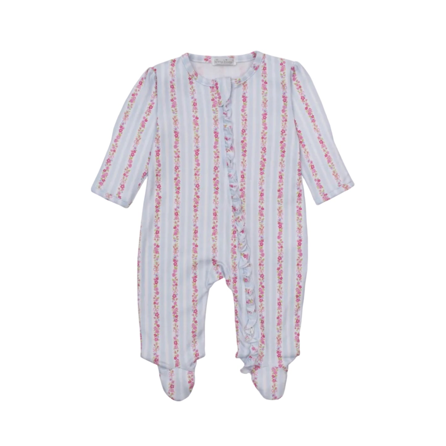 Rose Renaissance Footie with Zipper, Light Blue