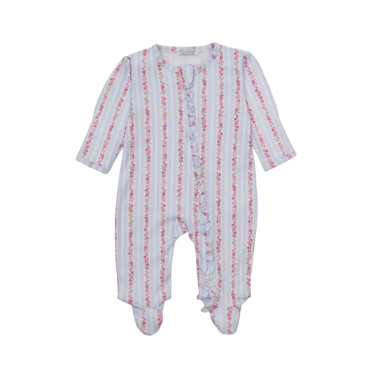 Rose Renaissance Footie with Zipper, Light Blue