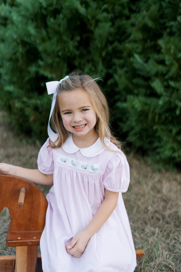 Ruth Ribbon Dress, Baby Pink Mini Gingham