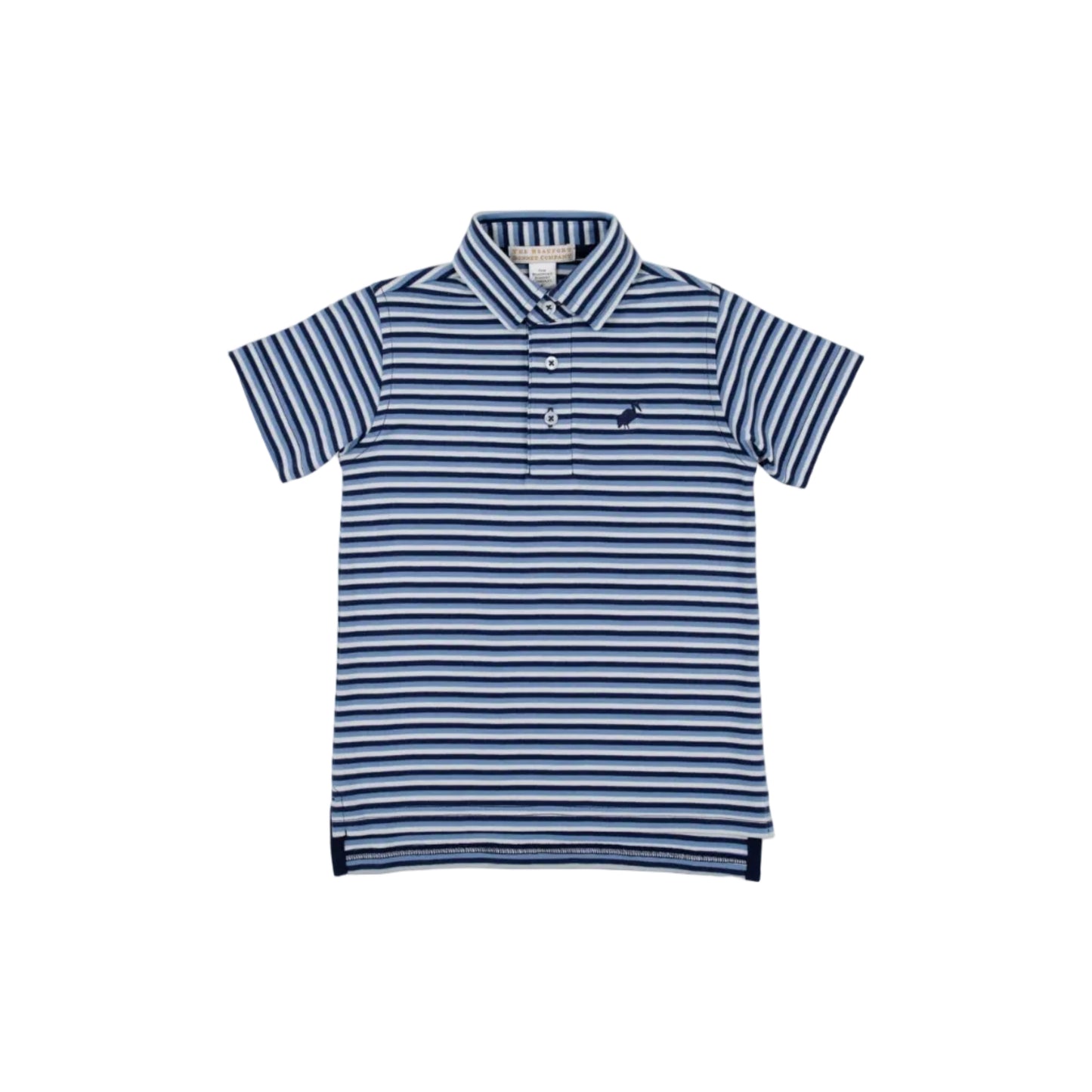 Prim and Proper Polo, SS, Pima- Sumner County Stripe (Barbados Blue)/Nantucket Navy