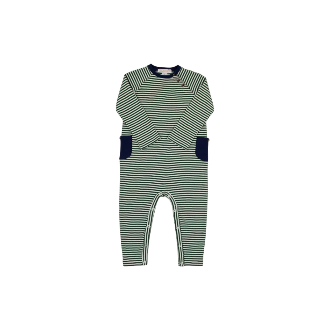 Rayburn Romper, Pima, Grier Green and Palmetto Pearl Stripe/Nantucket Navy