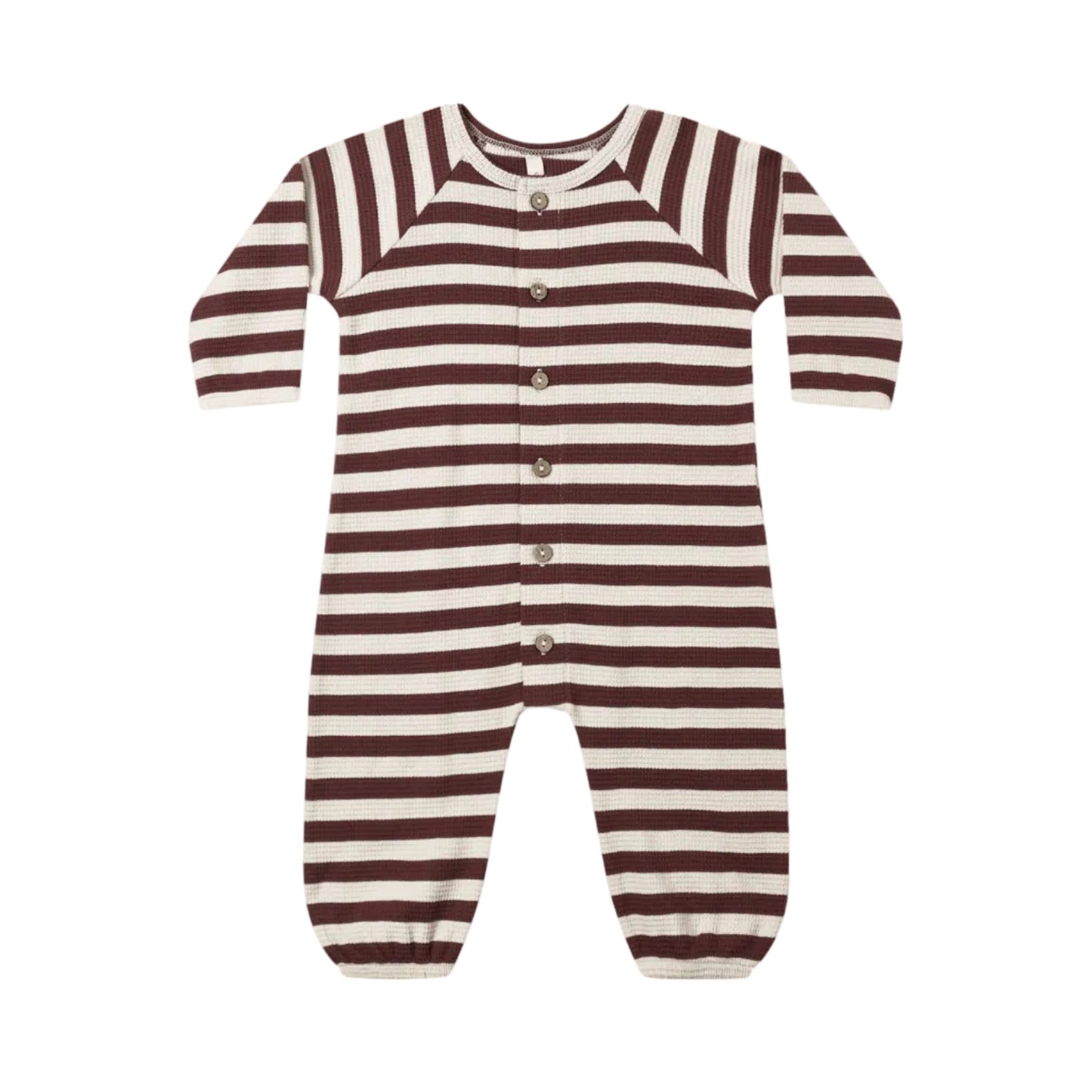 Waffle Long Sleeve Jumpsuit- Black Cherry