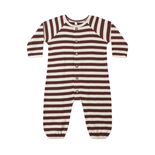 Waffle Long Sleeve Jumpsuit- Black Cherry