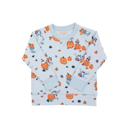 Cassidy Comfy Crewneck- Boys- French Terry- Candy and Critters(Buckhead Blue)/Buckhead Blue