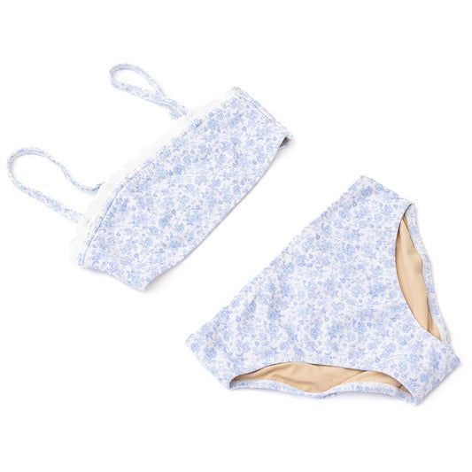 Coastal Gardens Tween Girls Crochet Trim Two Piece Swimsuit