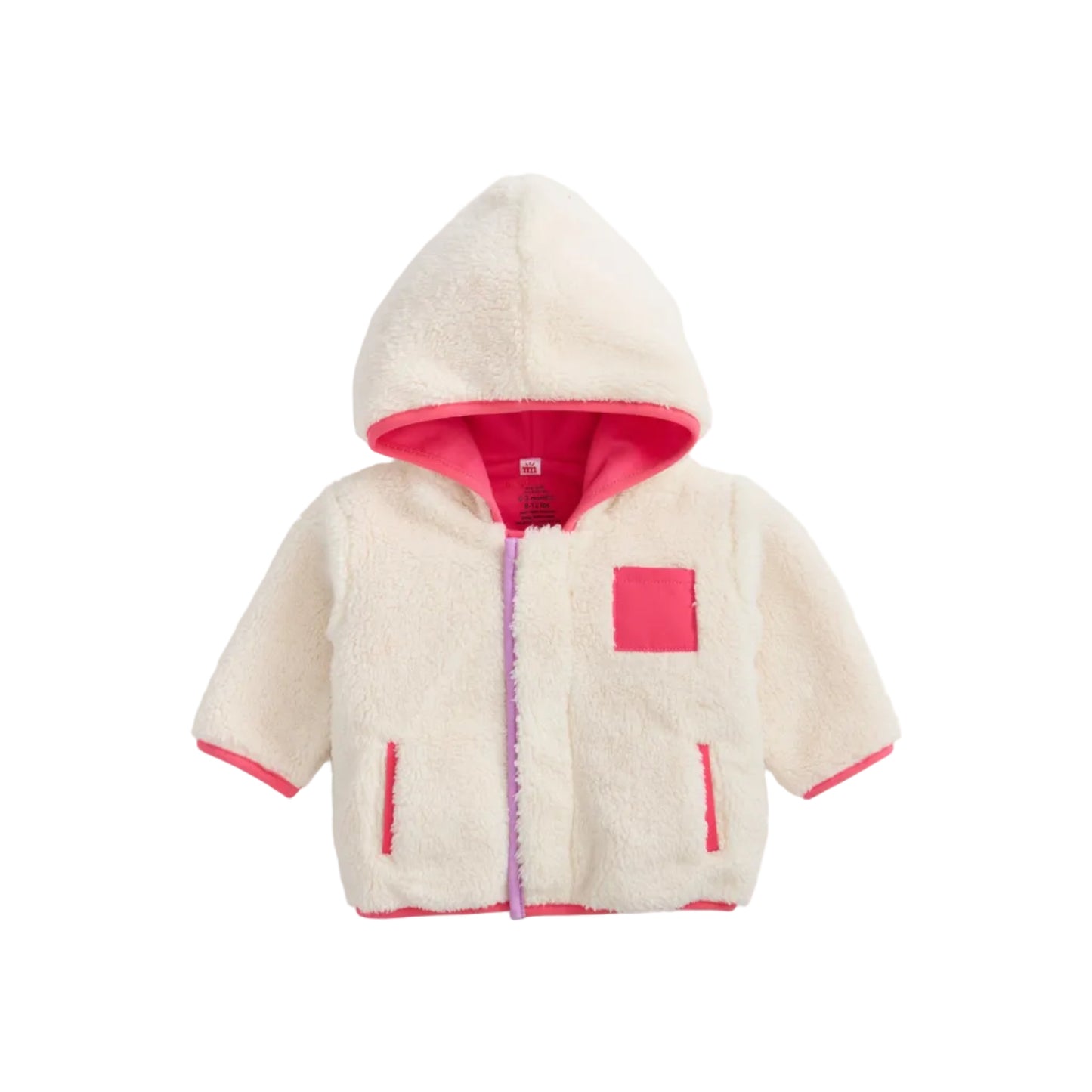 Gentle Cream Sherpa Girl Jacket W/ Stripe Rib Cuffs