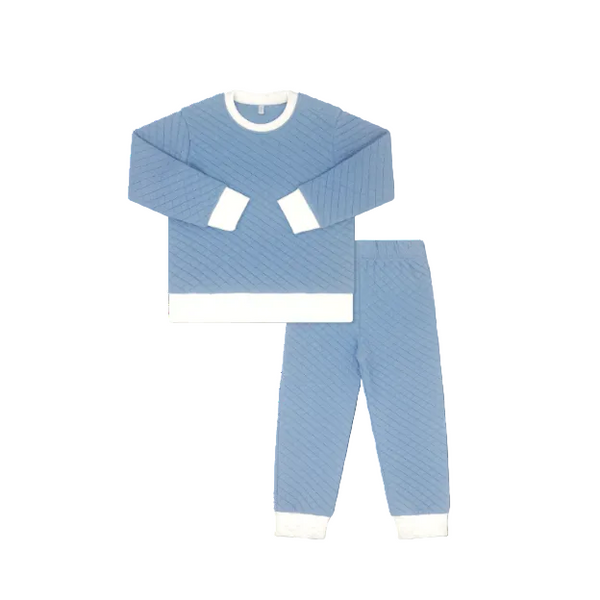 Harris Quilted Playsuit- Baylor Blue