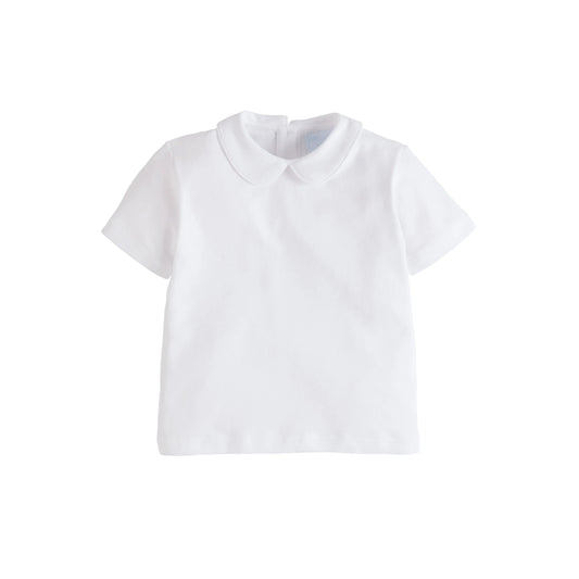 Piped Peter Pan Shirt, S/S, White