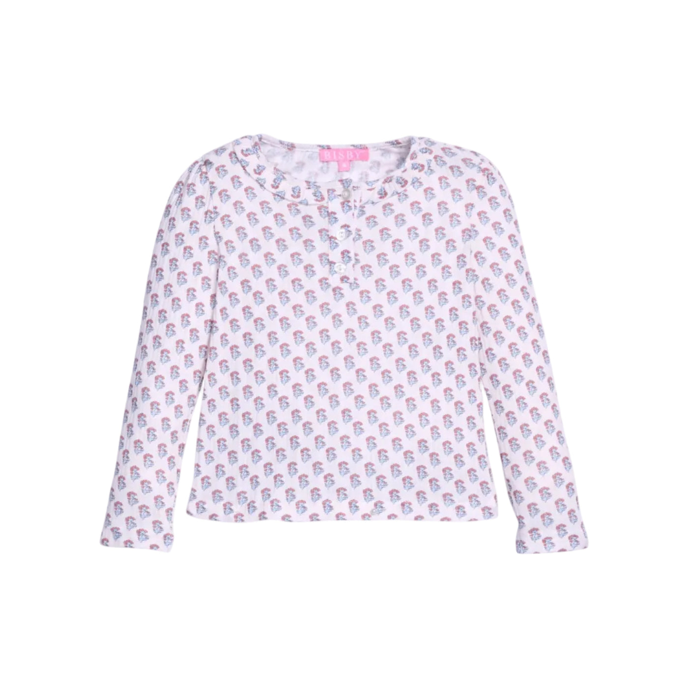 Long Sleeved Henley Tee- Verbier Pointelle Floral