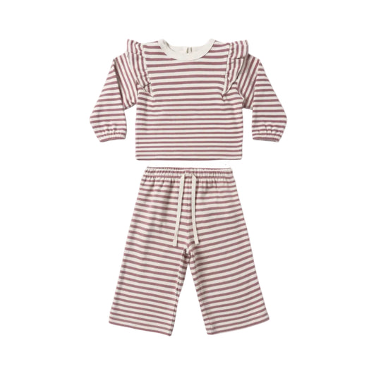 Ruffle Cozy Set- Mulberry Stripe