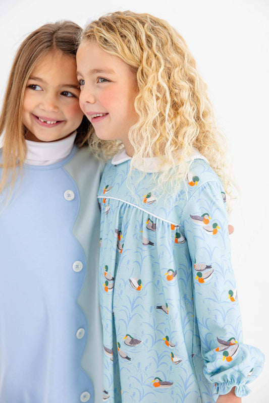Long Sleeve Maerin Fitz Frock- Normal Weight- Fine Weather for Ducks/Worth Ave White/Sarasota Sky