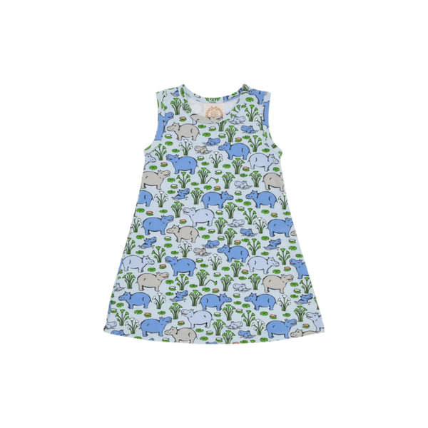 Sleeveless Polly Play Dress- Bal Harbour Hippo (Beale St. Blue)