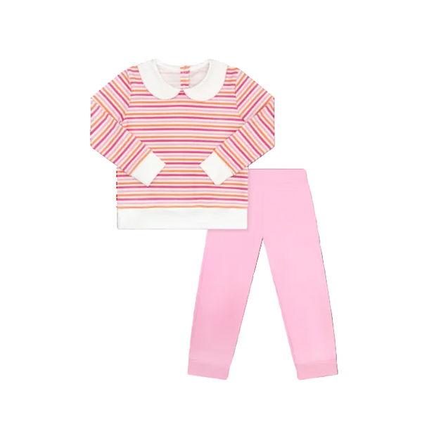 Janie Jogger Set- Falling For Stripes- Pink