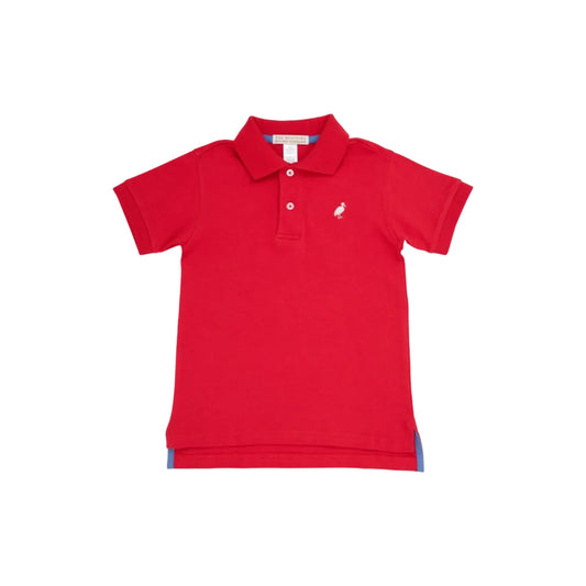 Prim and Proper Polo- SS Pima, Richmond Red/Worth Ave White