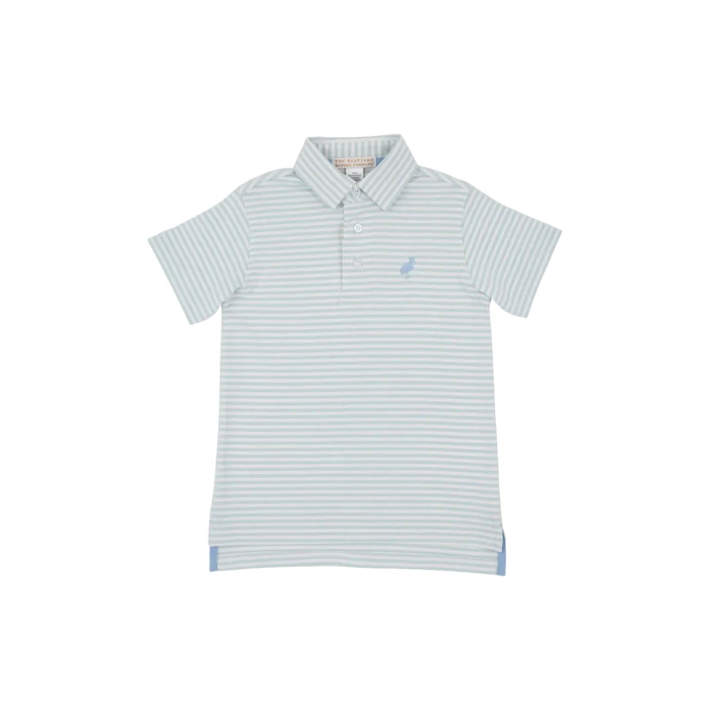 Prim And Proper Polo SS Pima, Old Greenwich Green Stripe/Sarasota Sky