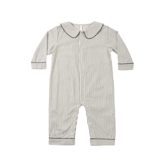 Baby Pajama Romper- Evergreen Stripe