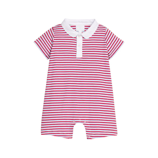 Peter Pan Polo Romper- Americana Stripe