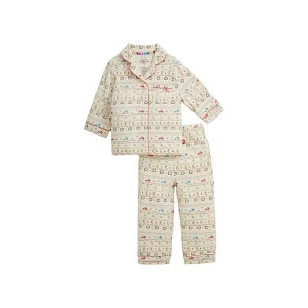 Traditional Christmas RF Long Sleeve PJ Set with Piping
