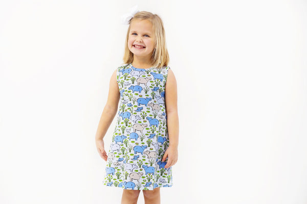 Sleeveless Polly Play Dress- Bal Harbour Hippo (Beale St. Blue)