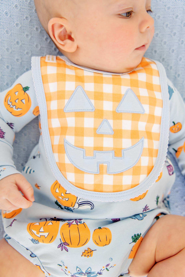 Burp Me Bib, Seashore Sherbet Gingham/Beale Street Blue