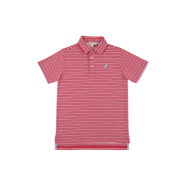 Prim and Proper Polo- SS Pima, Sumner County Stripe (Richmond Red) Beale Street Blue