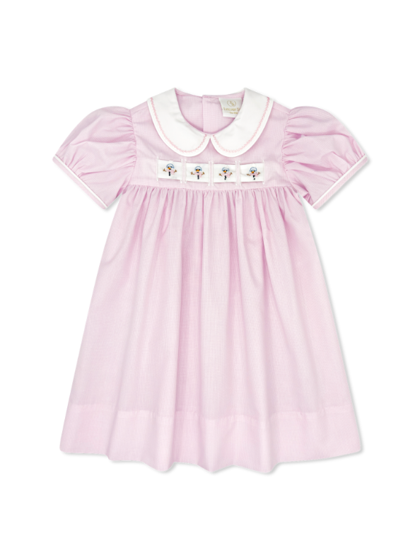Ruth Ribbon Dress, Baby Pink Mini Gingham
