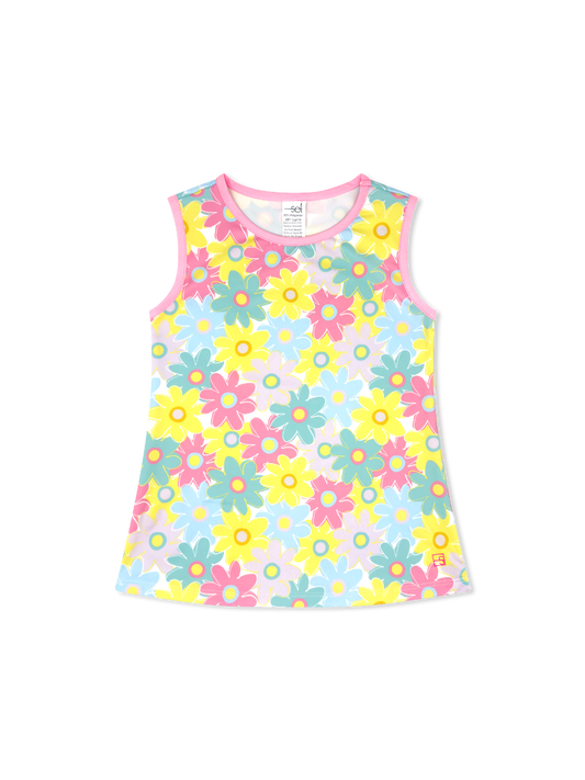 Tori Tank- Bloomtastic, Flamingo Pink