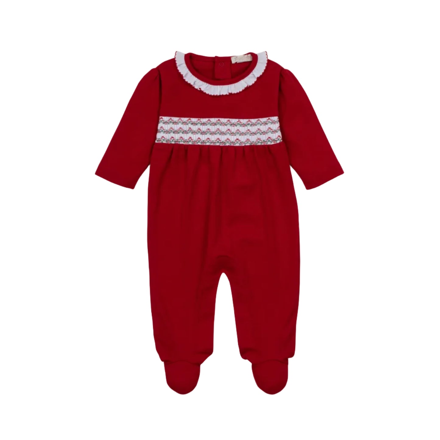 Girls Red Holiday Footie w/ Hand Smock