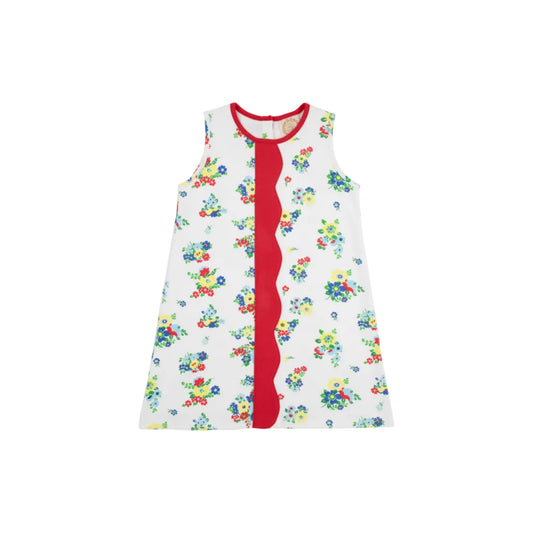 Daisy Dress-Biltmore Blooms (Buckhead Blue)/Richmond Red