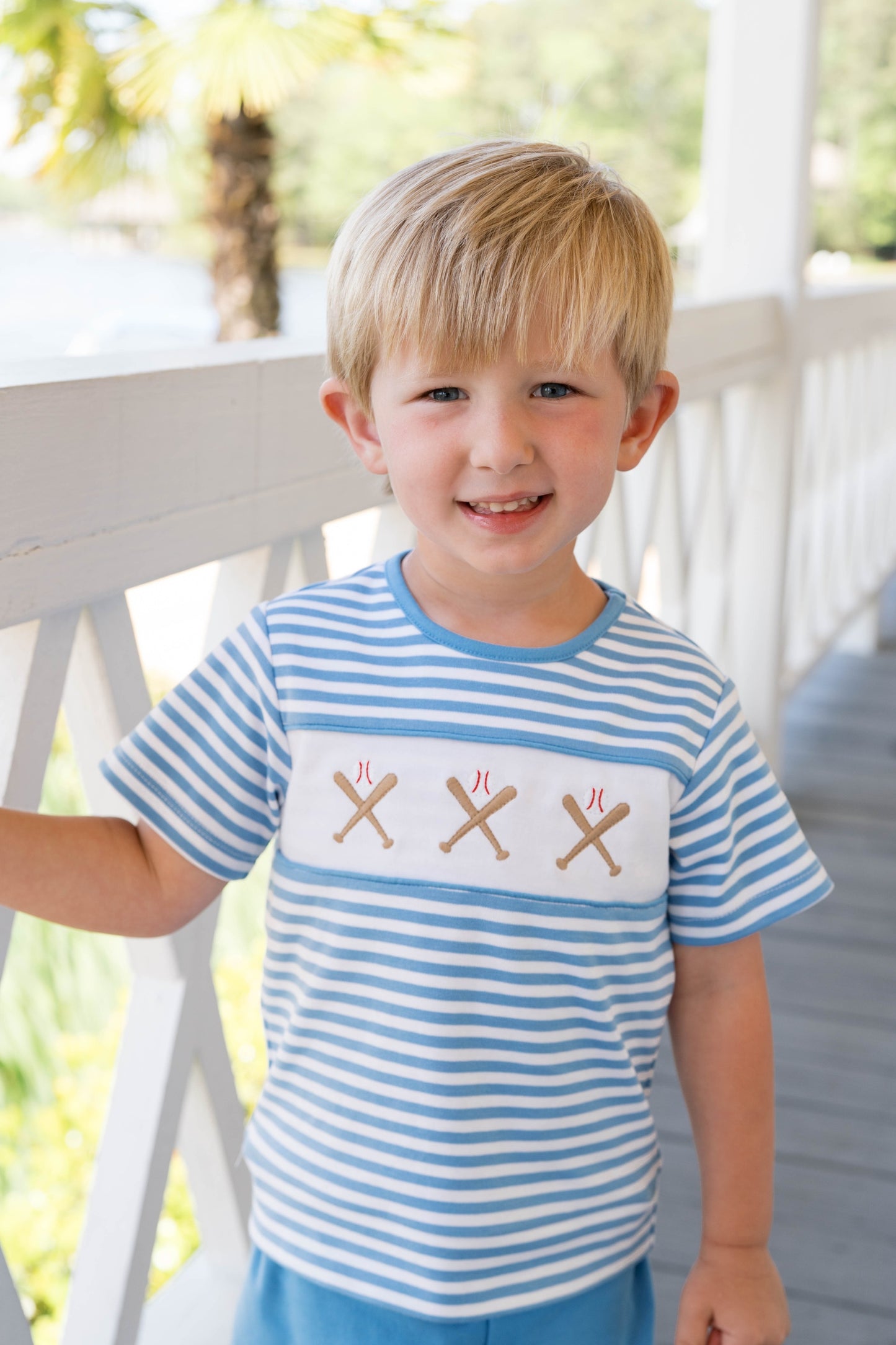 Bayou Short Set- Party Blue Stripe, Baseball