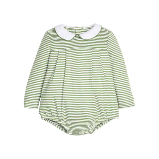 Pleated Peter Pan Bubble- Watercress Stripe