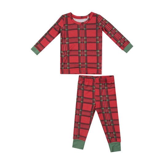 Long Sleeve Loungewear Set Vintage Holiday Plaid