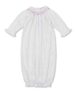 White/Pinl CLB Summer Bishop Sack with Hand Smocking