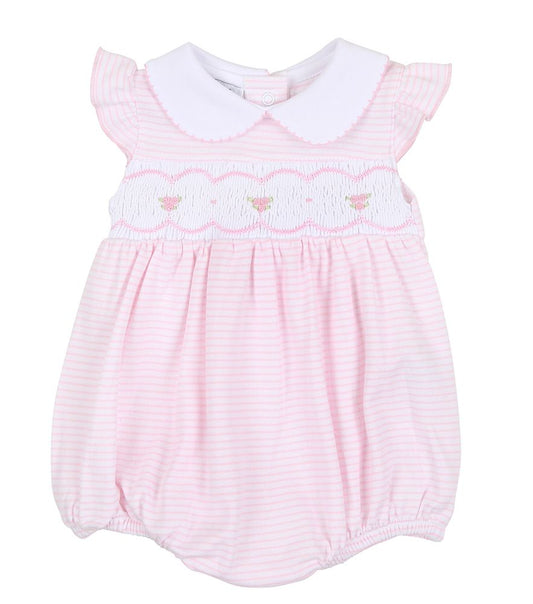 Arthur and Anna Smocked Collared Flutters Bubble Pink