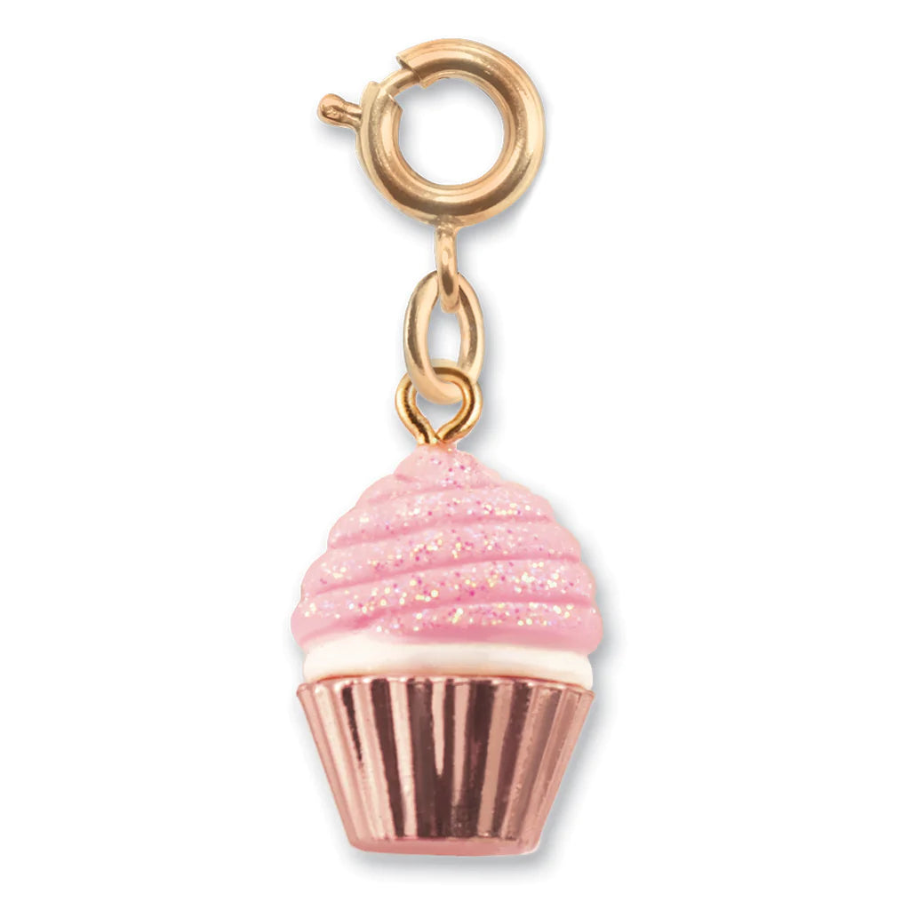 Gold Pink Glitter Cupcake Charm