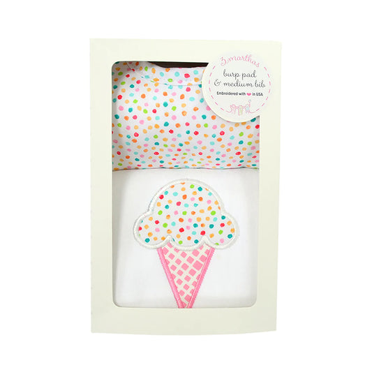 Ice Cream Medium Bib & Burp Box Set