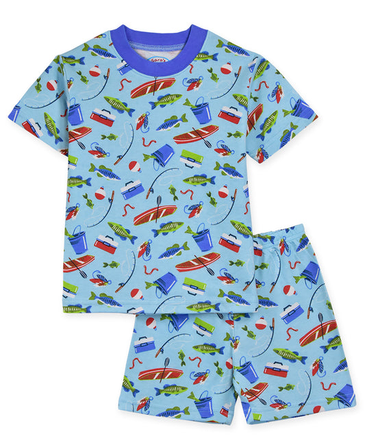 Sara's Prints Short Pajama Set Summer Fishing