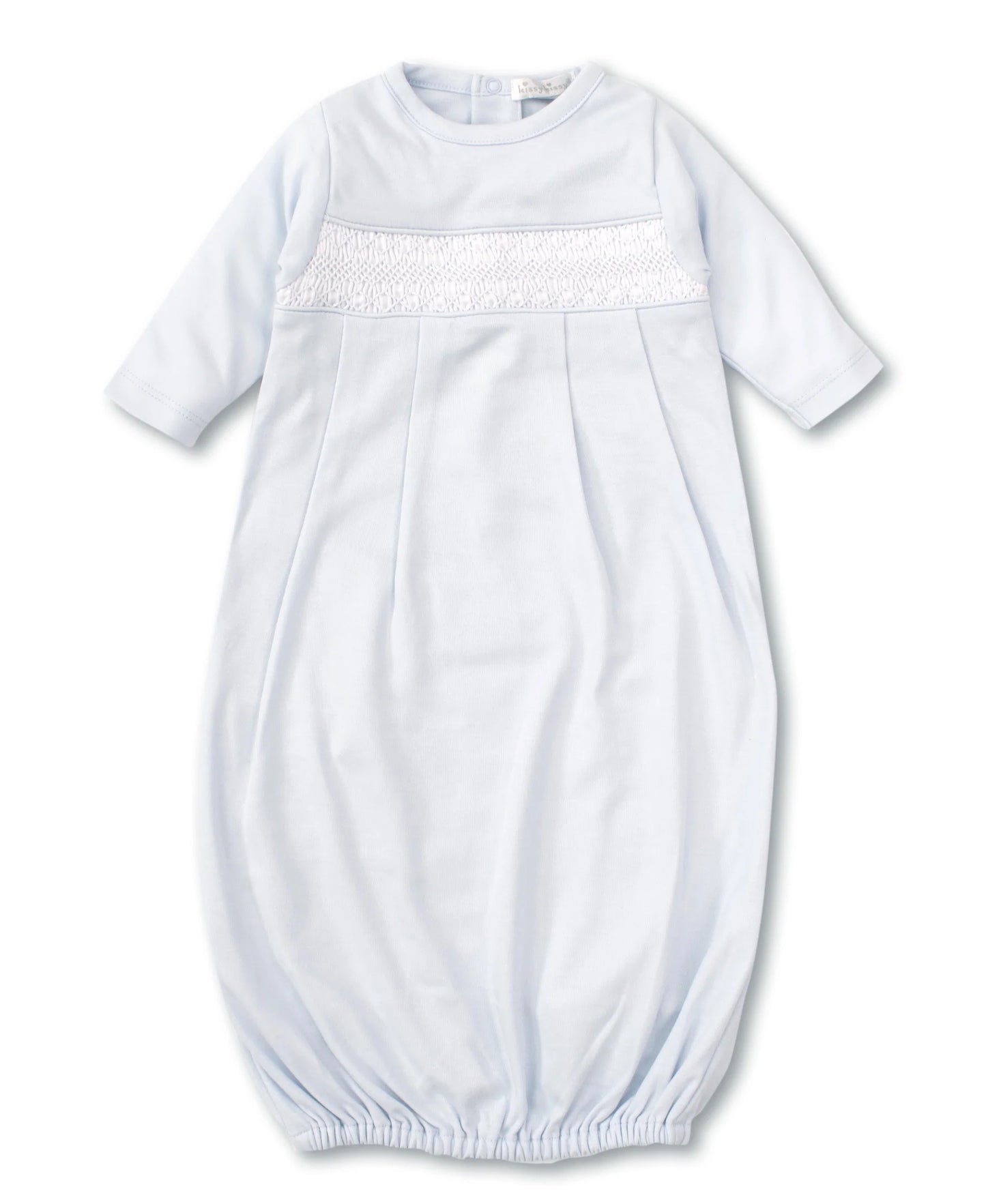 Hand Smocked CLB Charmed Lt. Blue Sack Gown