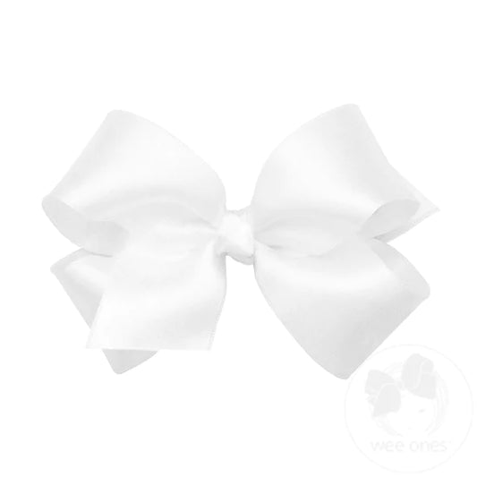 Medium French Satin Bow White