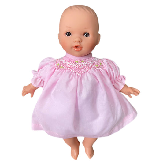 Brown Eye Abby Bald Doll Pink Outfit 10”